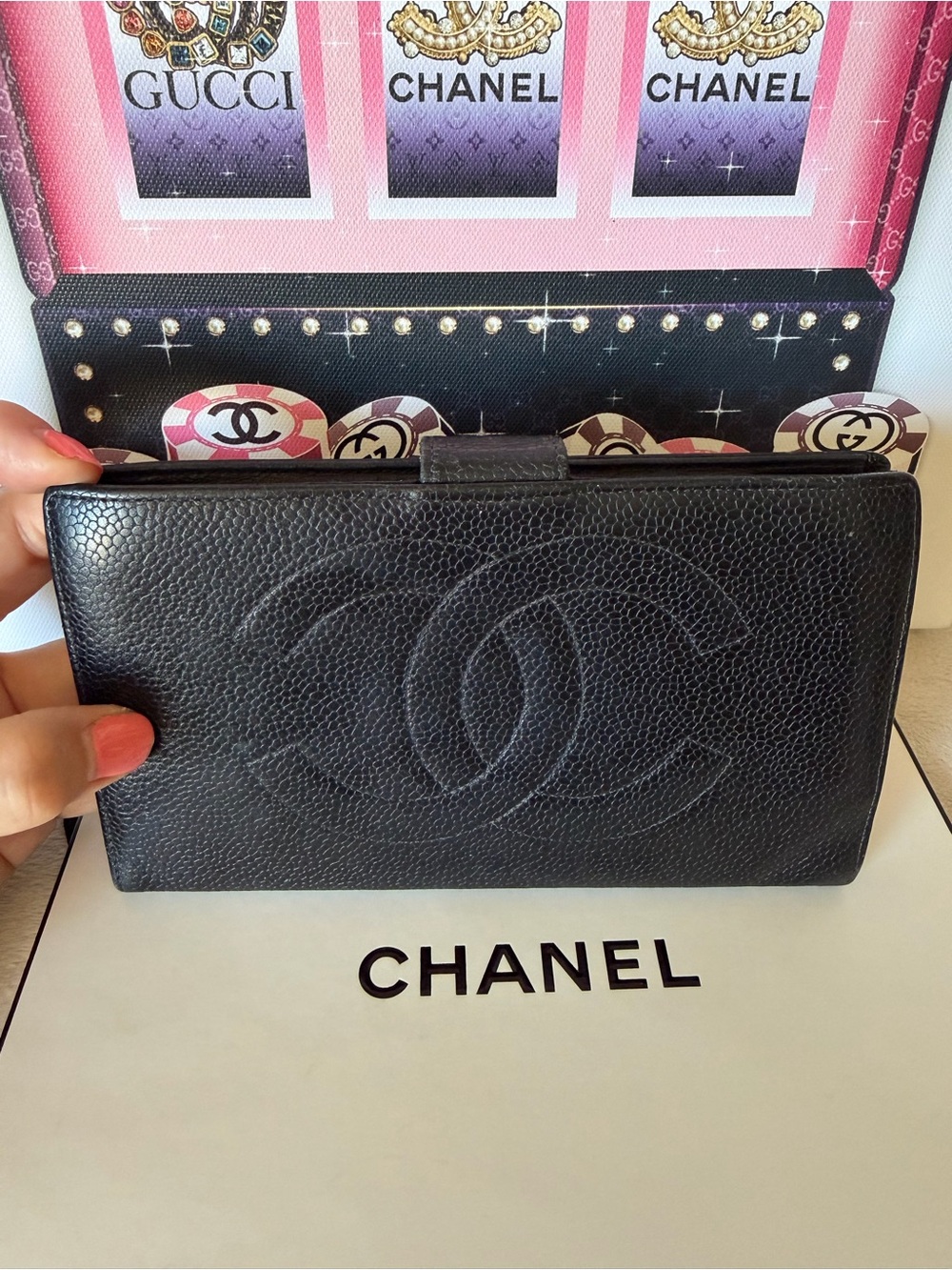 CHANEL Vintage Black Leather CC Logo Long Wallet - Picture 3 of 14
